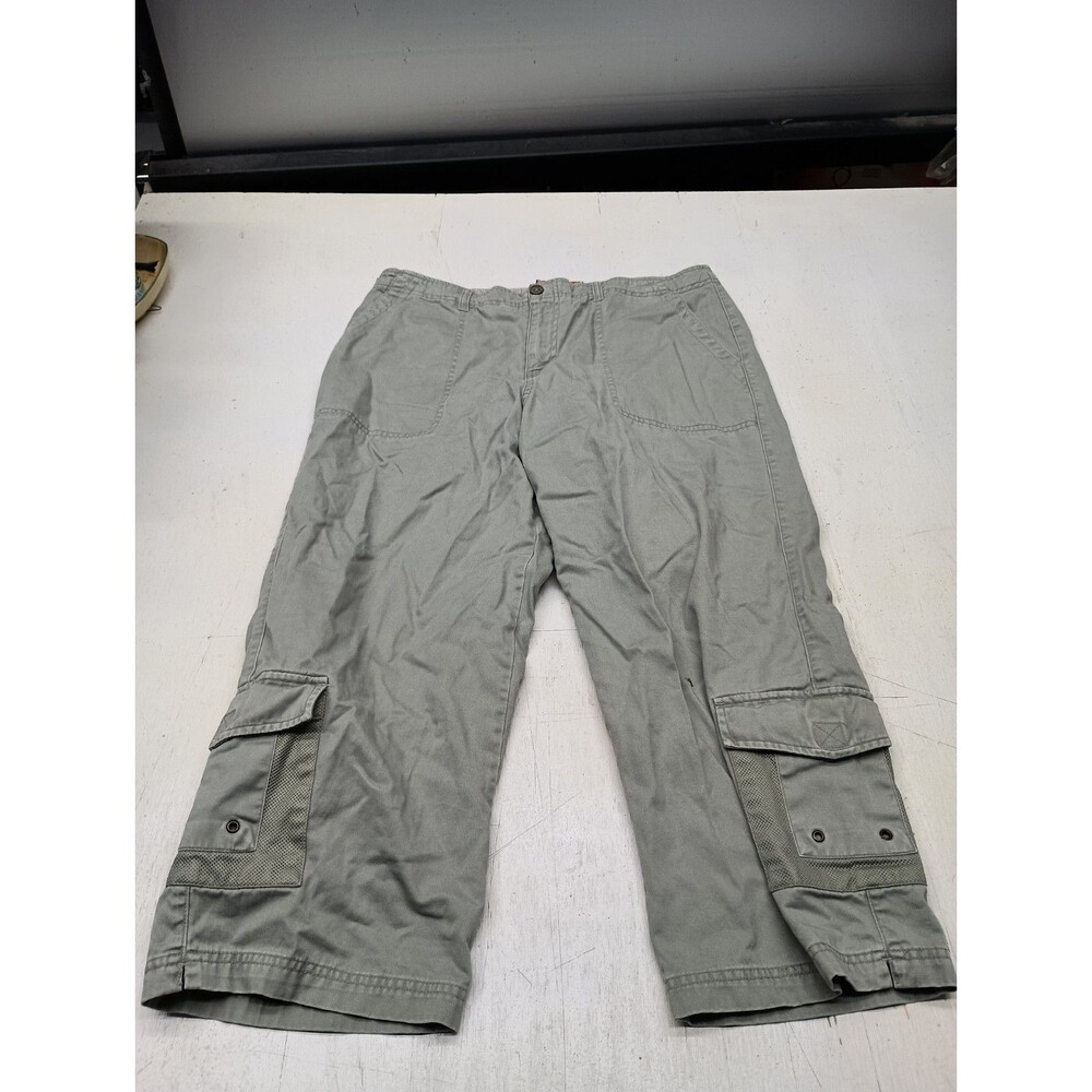 Caribbean Joe WMS 14 Capri Pants Olive Green Lightweight 100% Cotton Gorpcore